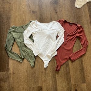 Set of 3 Abercrombie Long Sleeve Bodysuits, Size Small